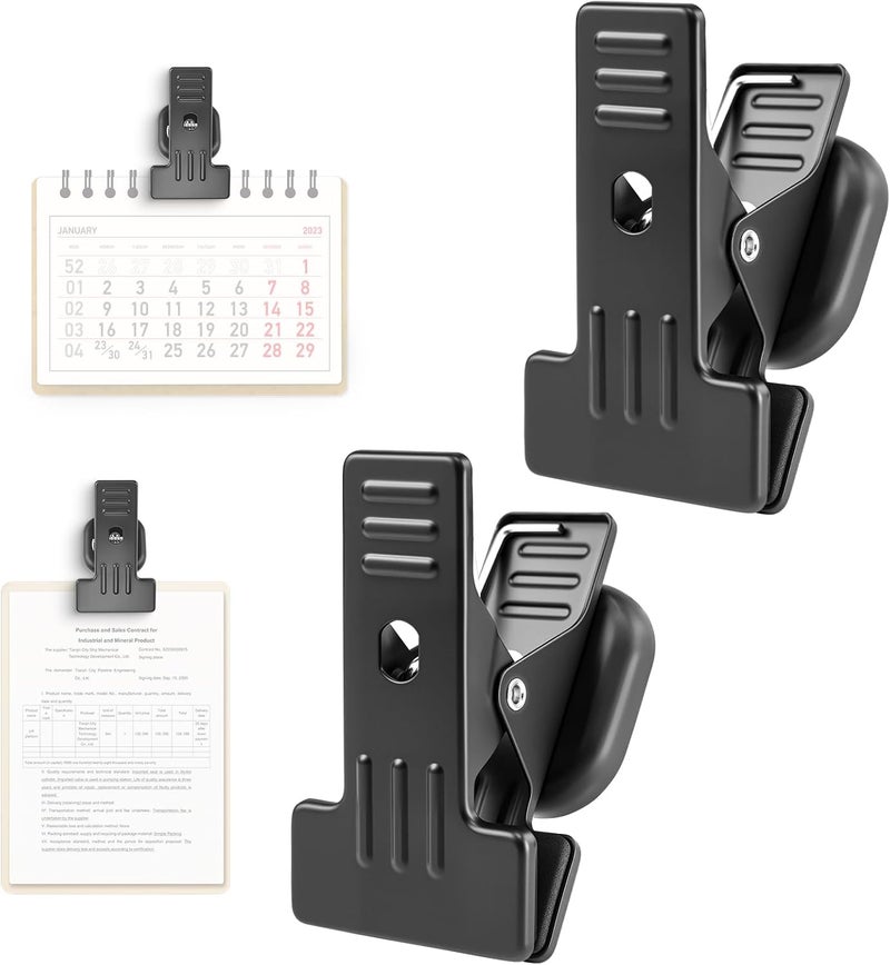magicsee 2 Pcs Heavy Duty Magnetic Clips with 1.5 Inch Mouth Opening - Securely Grip Flags, Backdrop Blueprints, Calendars,Tools - Ideal for Artists, Photography Shooting Studios, Worksite, Offices, Tool Carts - Image 1
